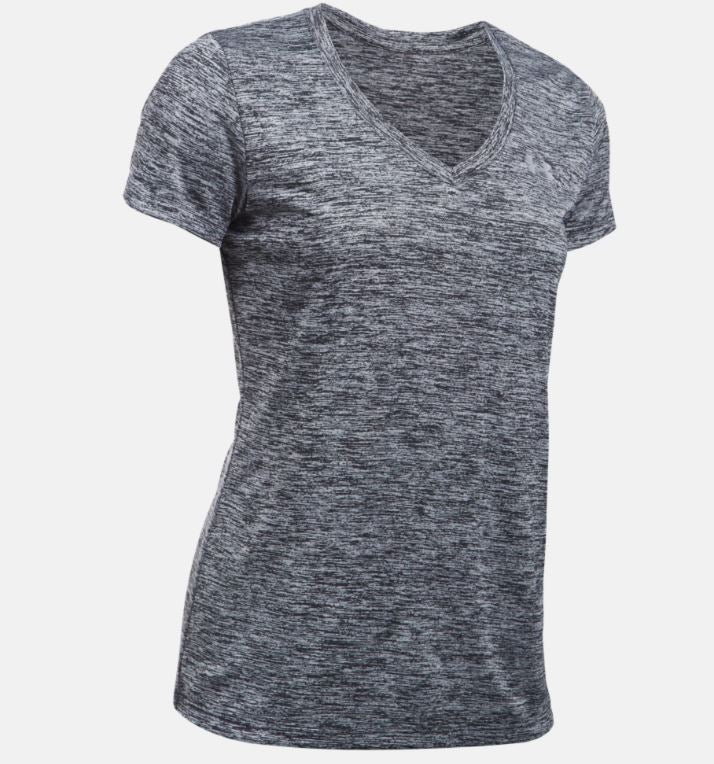 T-shirt Col V Femme Under Armour UA Tech™ Twist - Noir Chiné - Image 4