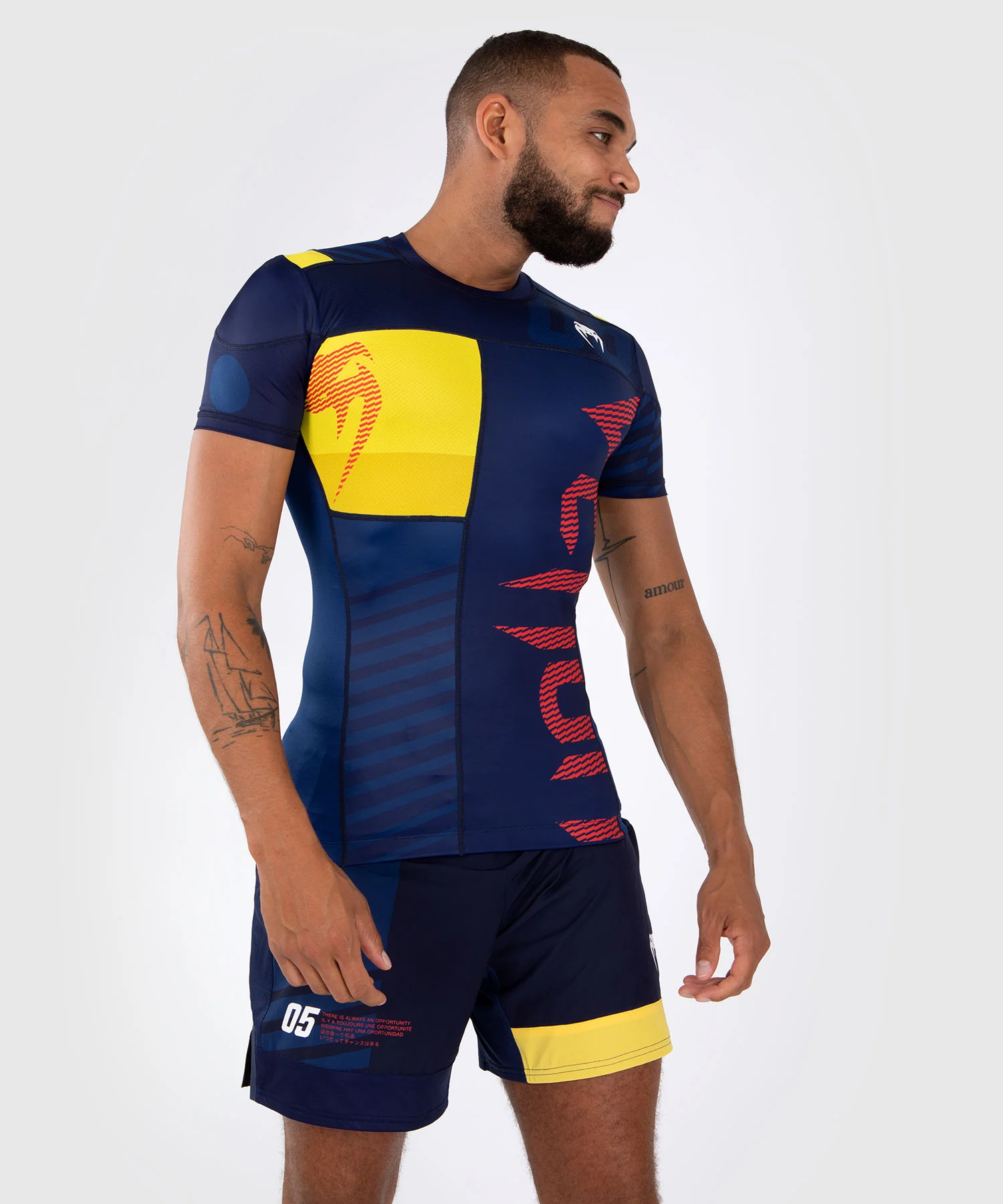 T-shirt de Compression à Manches Courtes Venum Sport 05 - Bleu/Jaune - Image 2