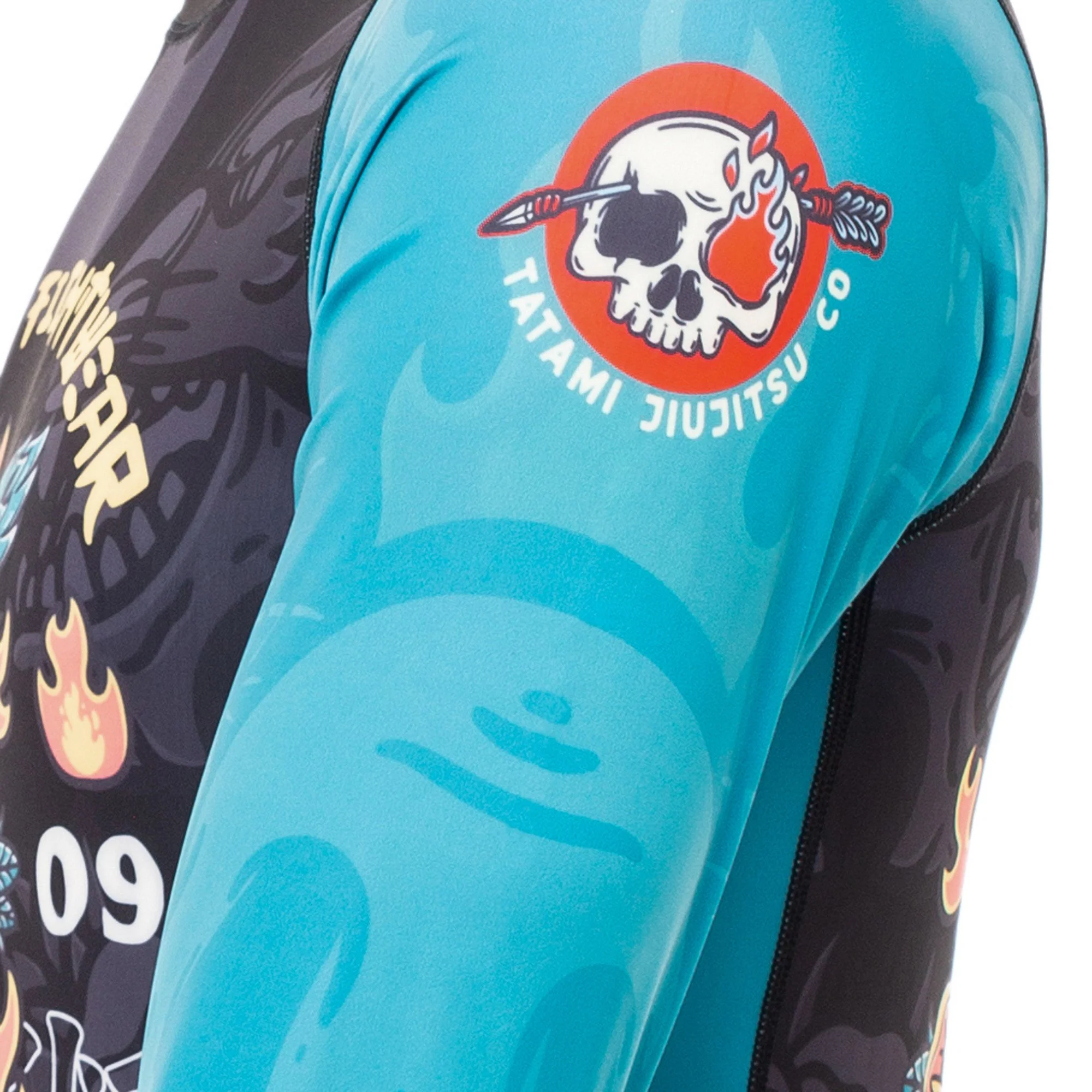 T-shirt de Compression Recyclé Eco Tech Tatami Fightwear Día de Los Muertos - Manches Longues - Noir/Bleu - Image 3
