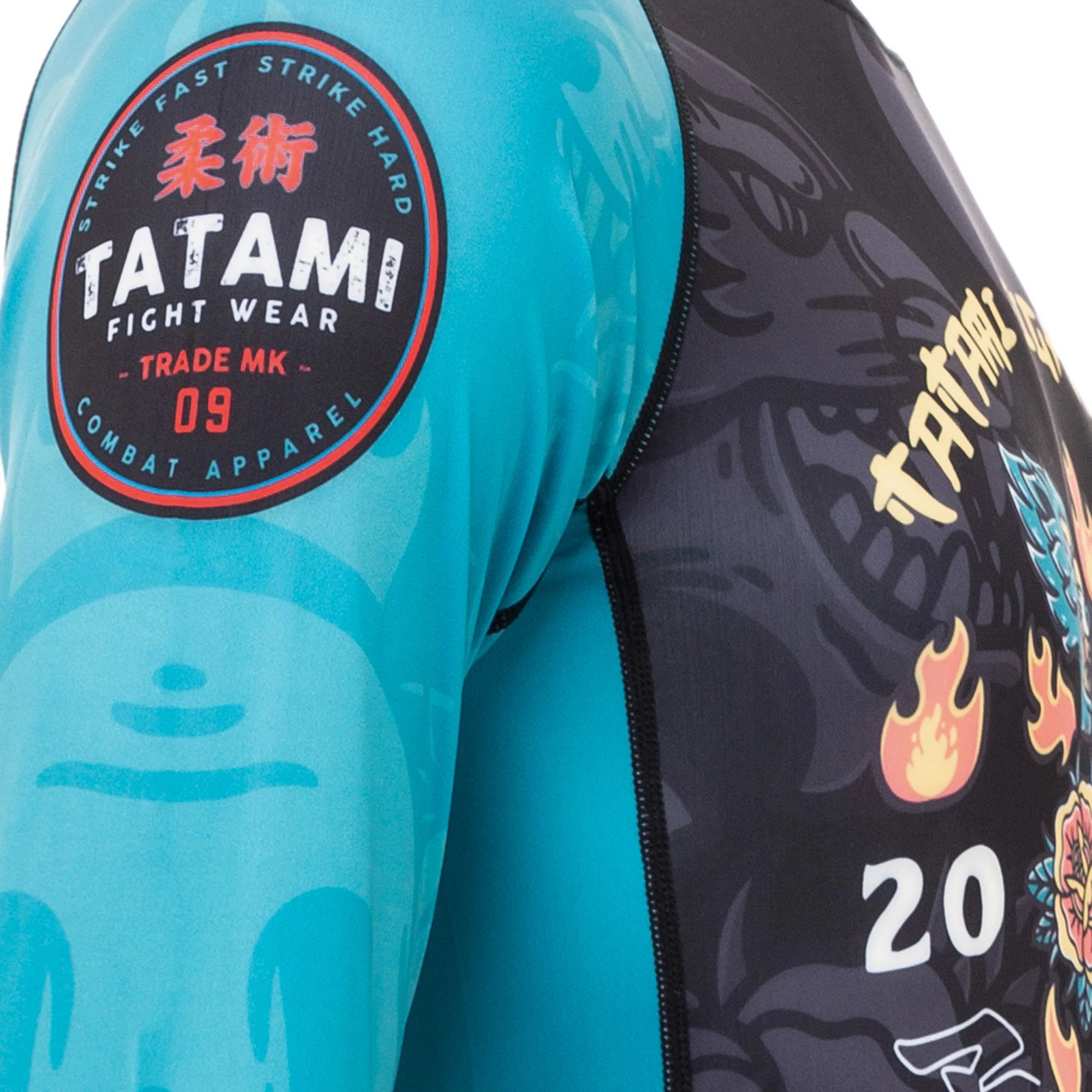 T-shirt de Compression Recyclé Eco Tech Tatami Fightwear Día de Los Muertos - Manches Longues - Noir/Bleu - Image 4