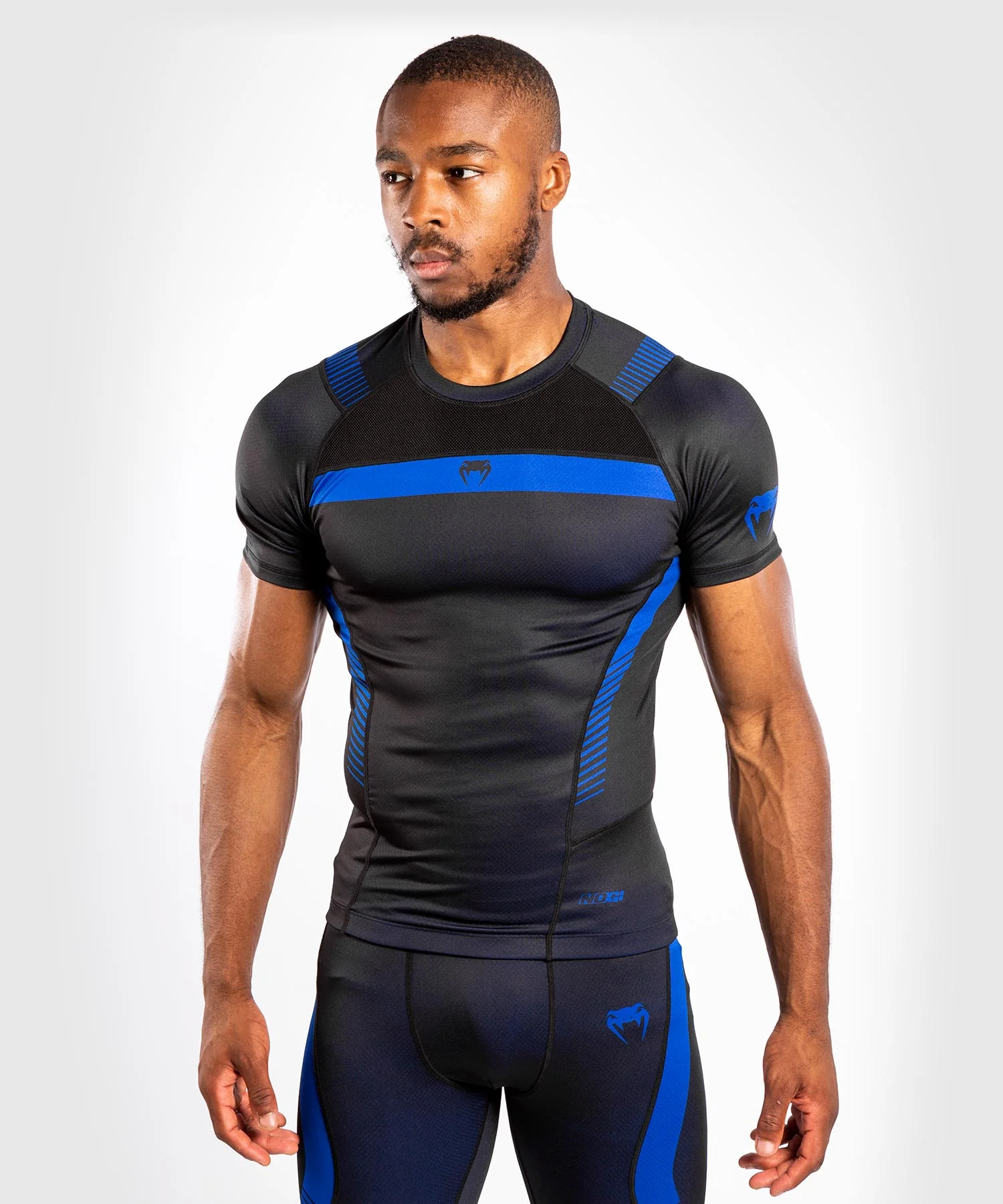 T-shirt de Compression Venum NoGi 3.0 - Manches Courtes - Noir/Bleu