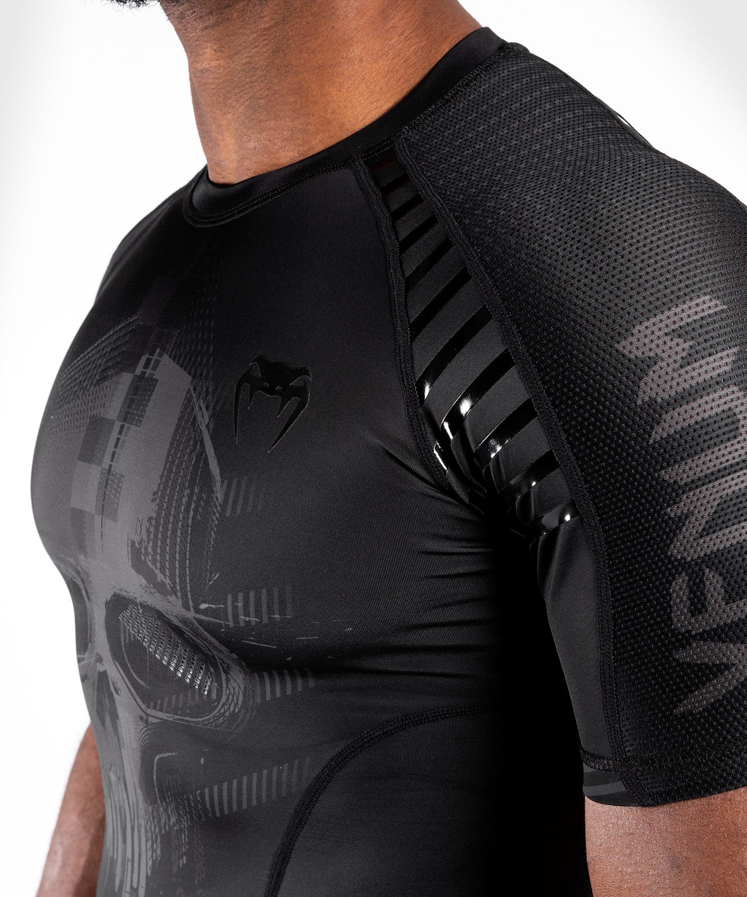 T-shirt de compression Venum Skull - Manches courtes - Noir/Noir - Image 4
