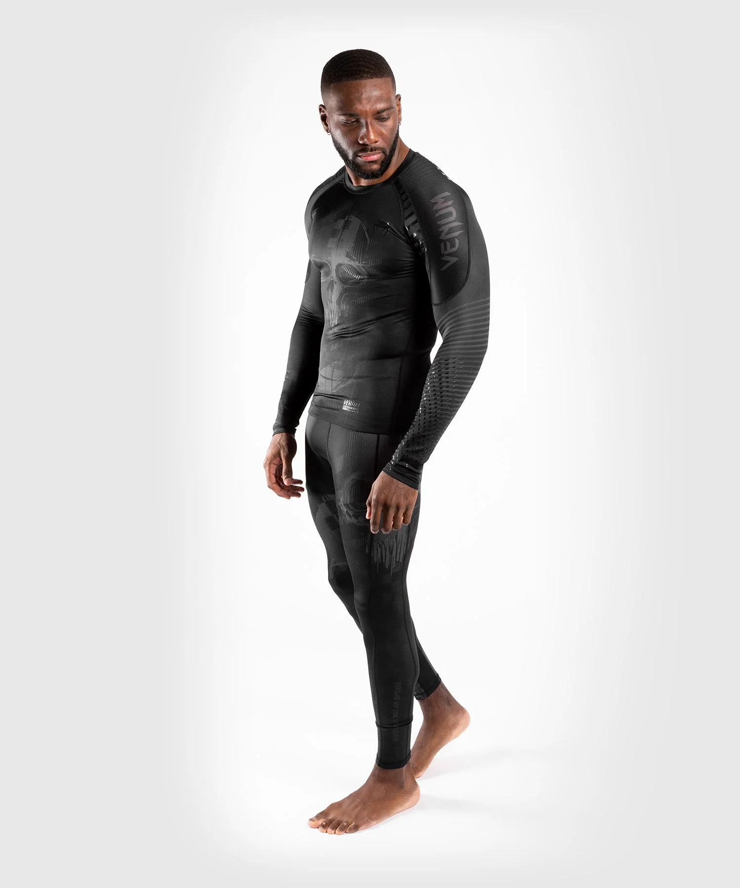 T-Shirt de compression Venum Skull - Manches longues - Noir/Noir - Image 8