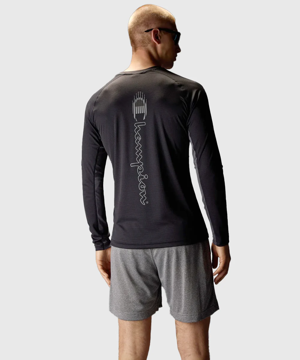 T-Shirt De Sport Manches Longues Champion En Mesh - Noir - Image 2