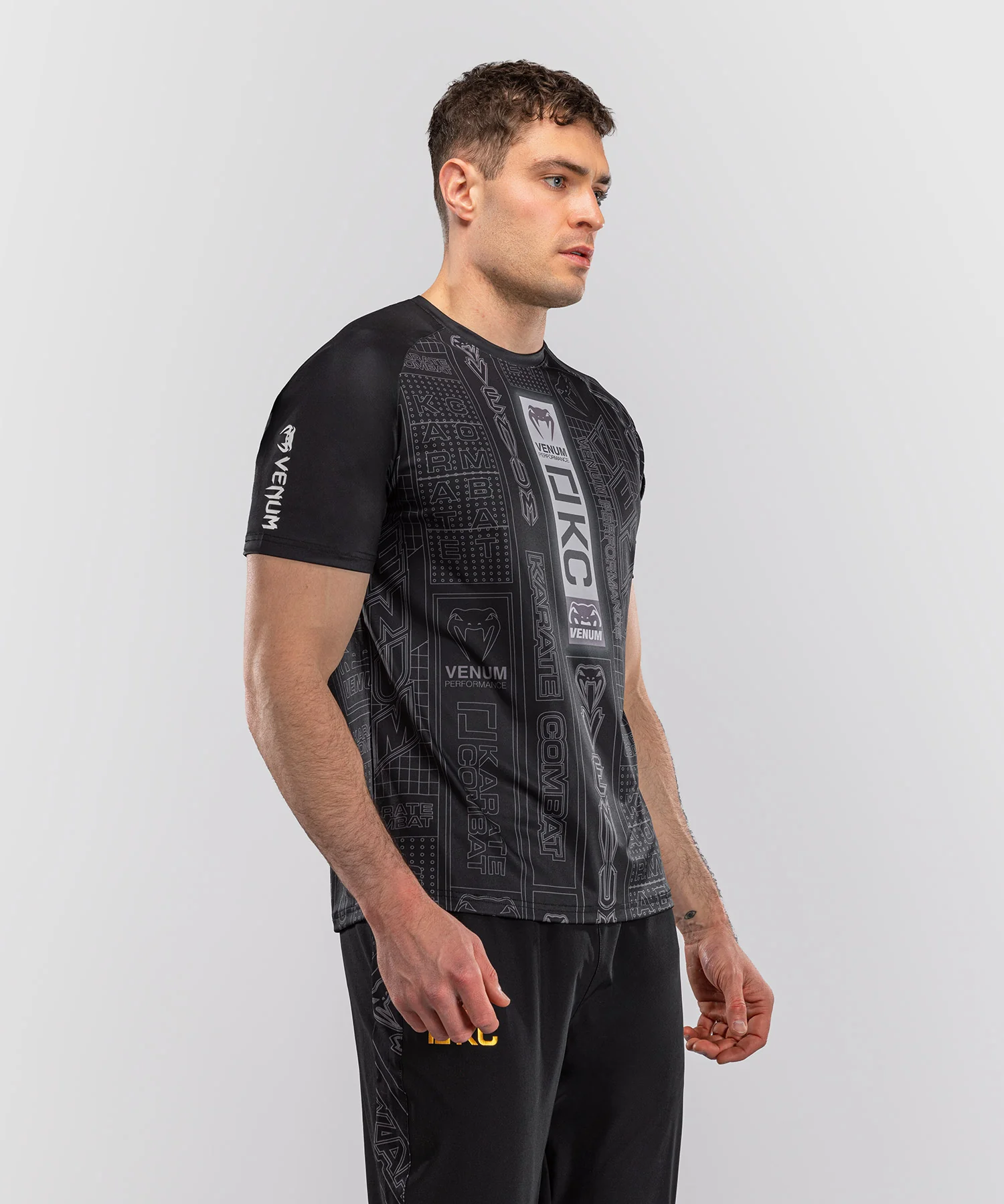 T-shirt Dry Tech Karate Combat by Venum – Noir/Gris - Image 2