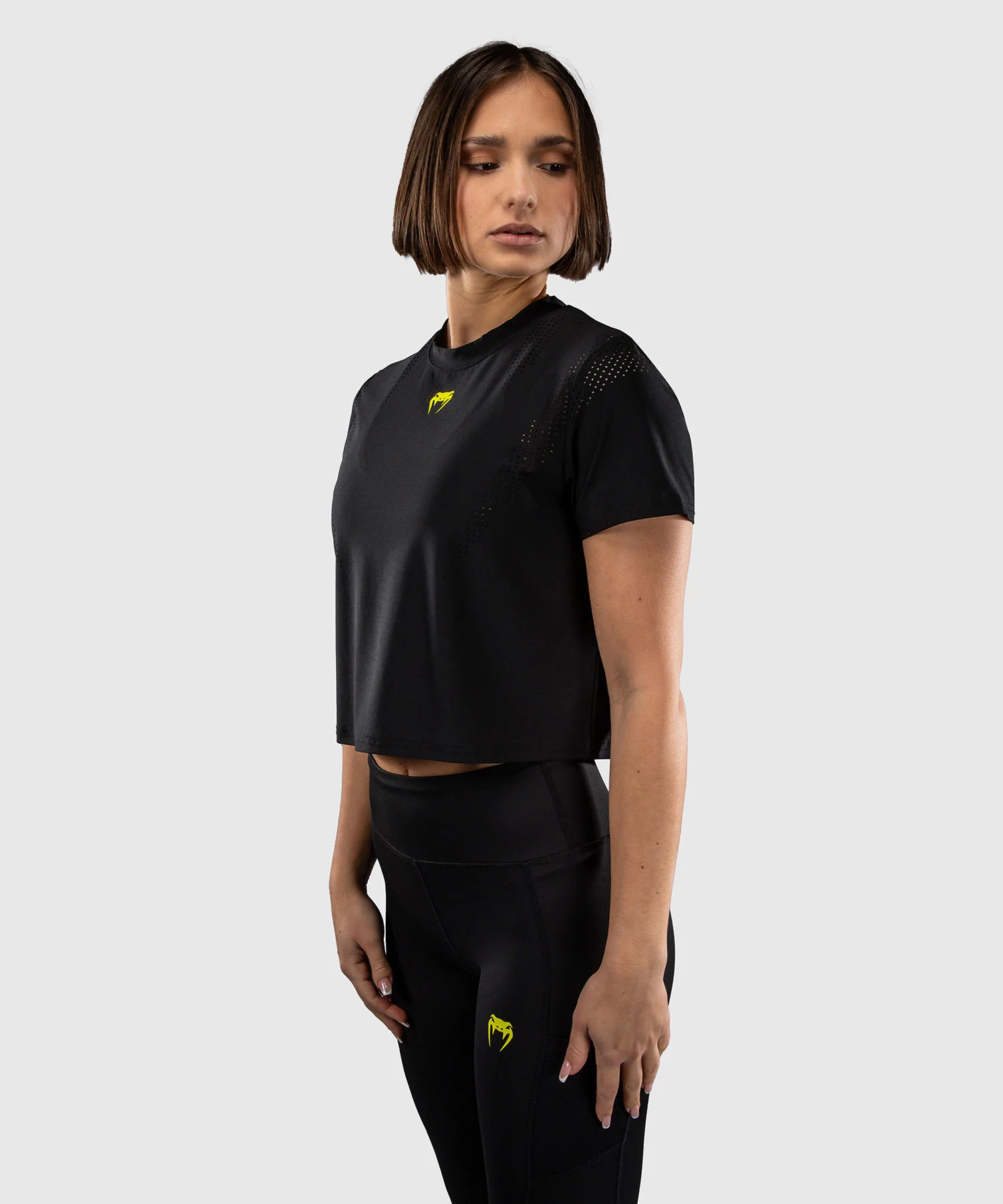 T-shirt Dry Tech Pour Femme Venum Lazer - Noir/Jaune - Image 2