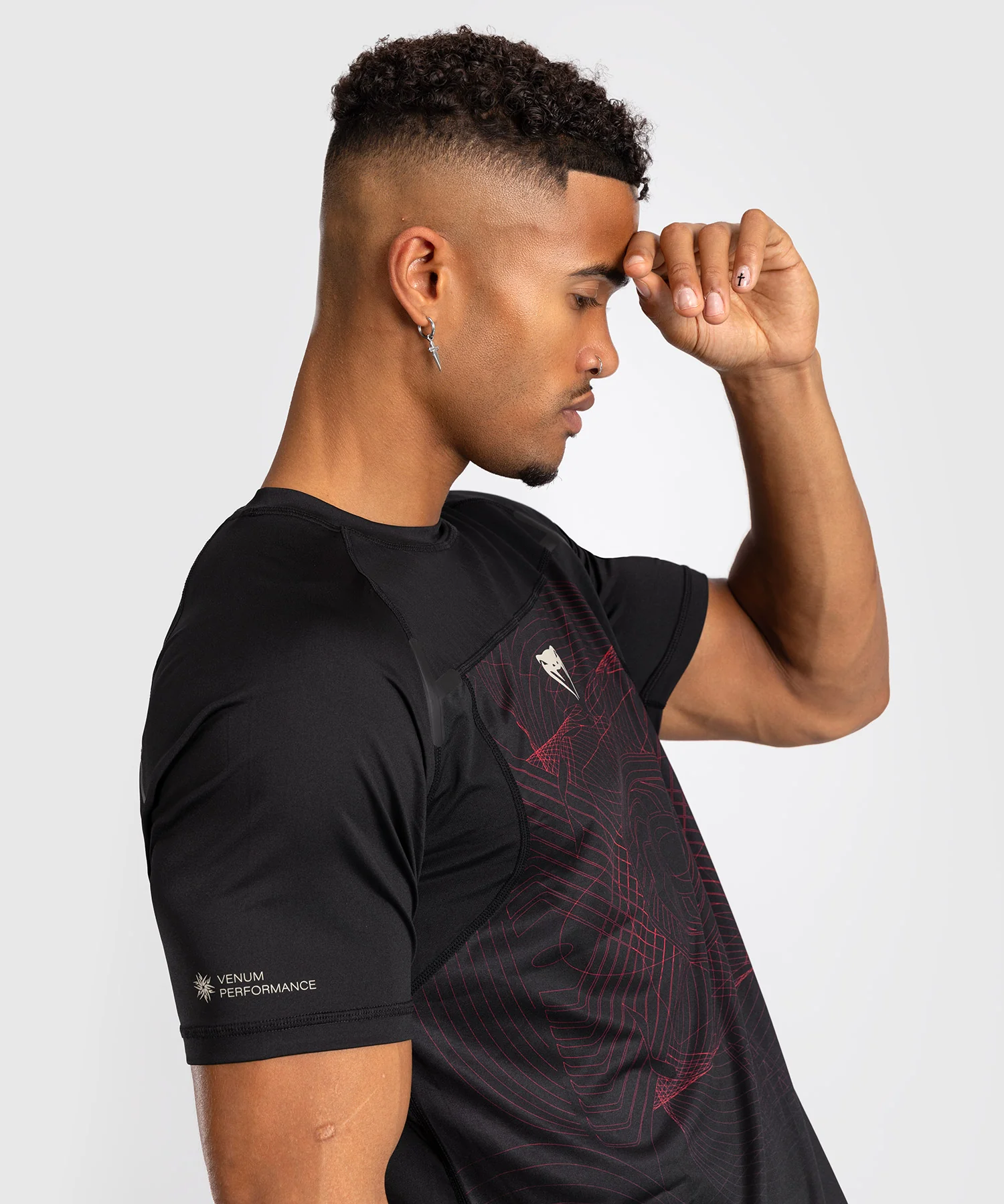 T-Shirt Dry-Tech Venum G-Fit Air - Noir Profond/Rouge Feu - Image 4
