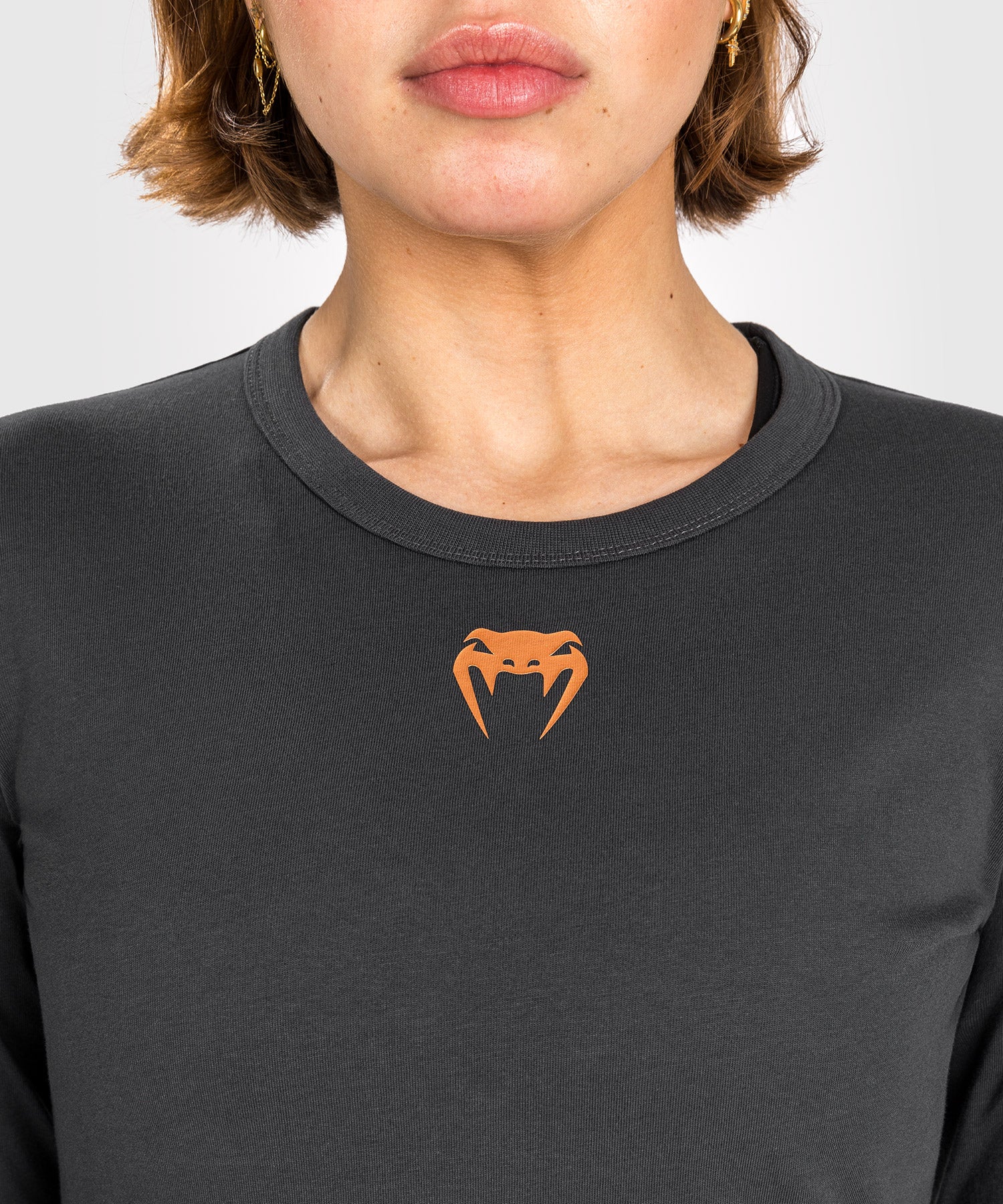 T-Shirt en Coton À Manches Longues pour Femmes UFC Adrenaline by Venum Fight Week - Gris Anthracite - Image 3