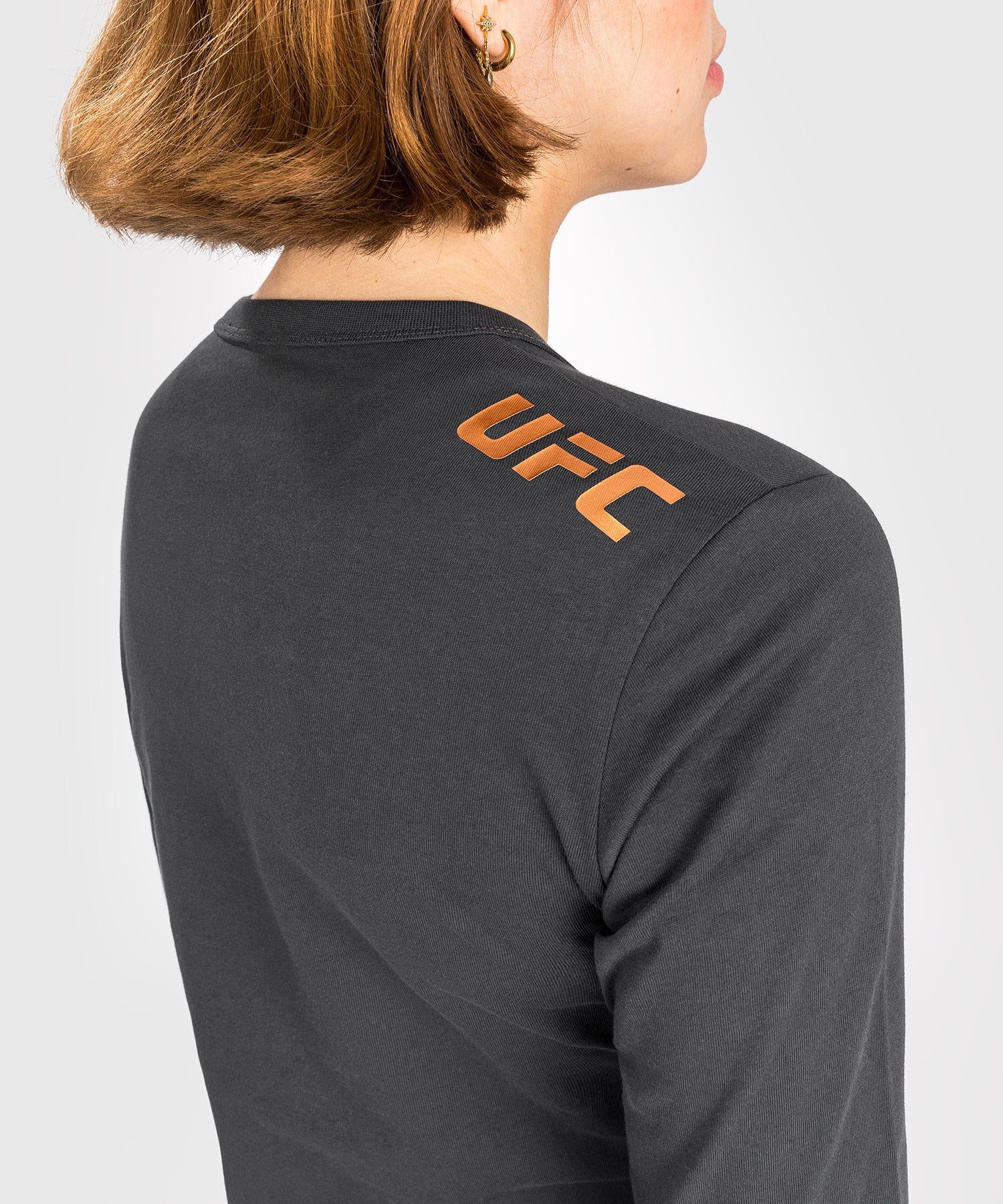 T-Shirt en Coton À Manches Longues pour Femmes UFC Adrenaline by Venum Fight Week - Gris Anthracite - Image 4
