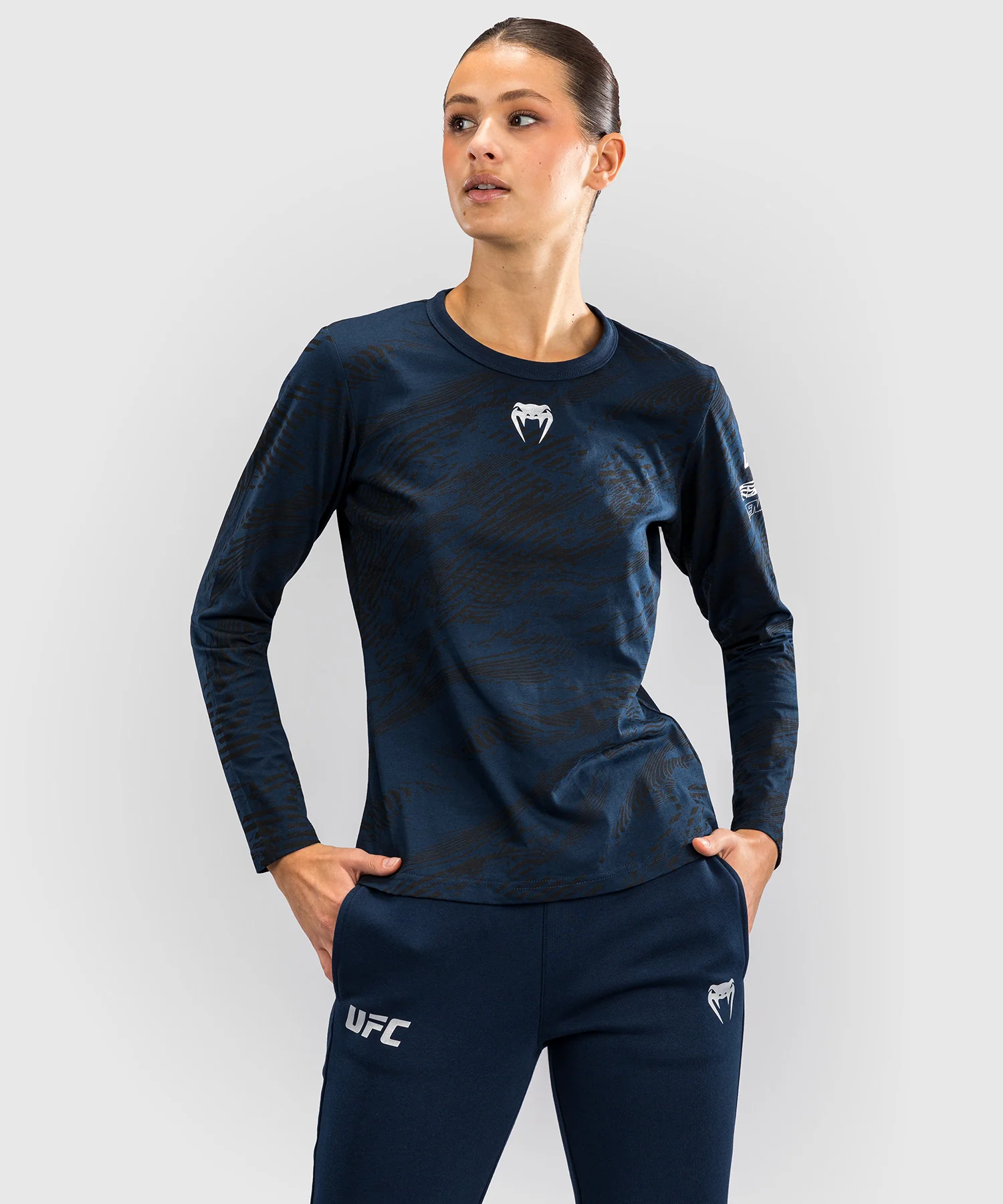 T-shirt en Coton à Manches Longues pour Femmes UFC Fusion by Venum Fight Week - Bleu Océanique