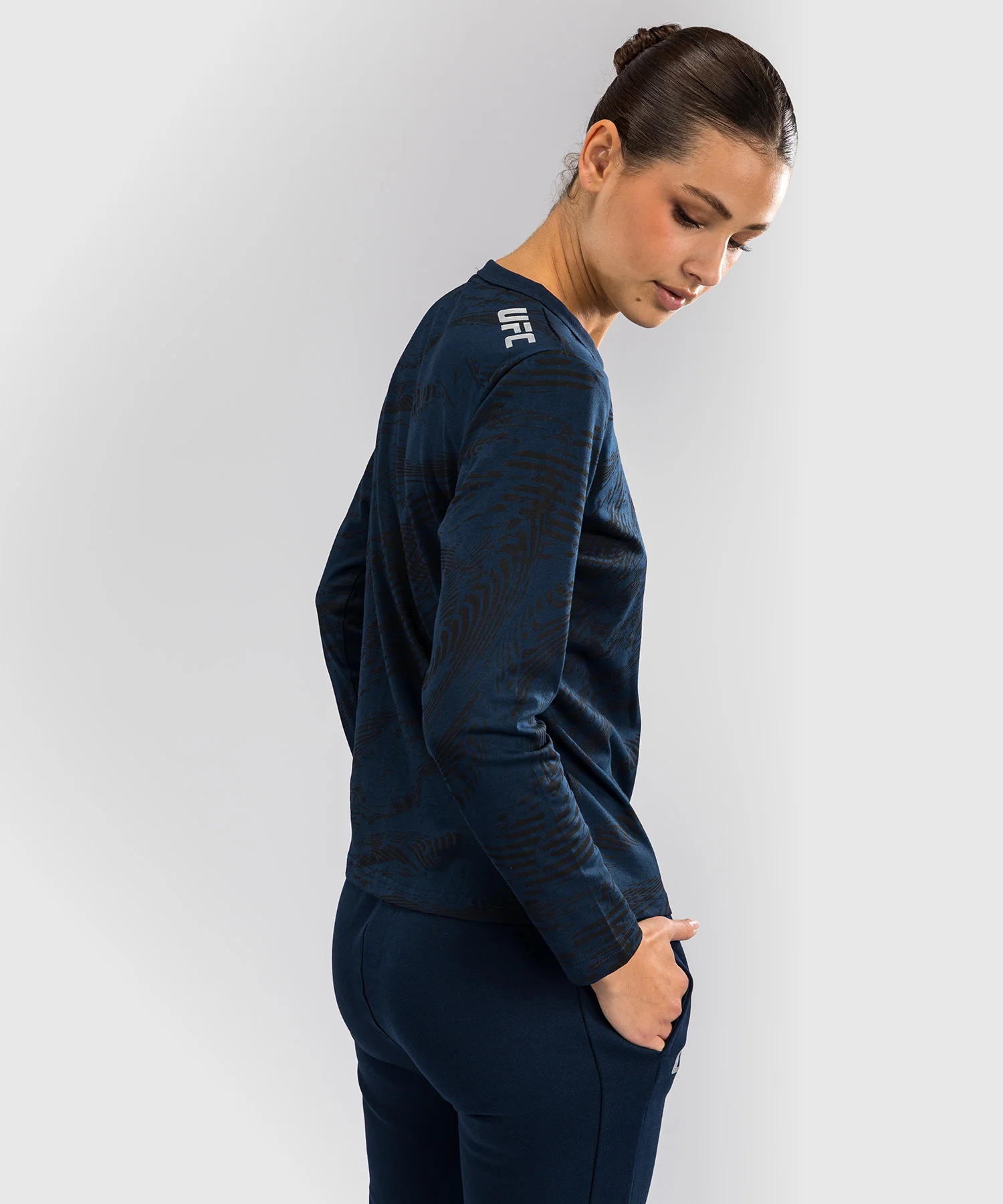 T-shirt en Coton à Manches Longues pour Femmes UFC Fusion by Venum Fight Week - Bleu Océanique - Image 2