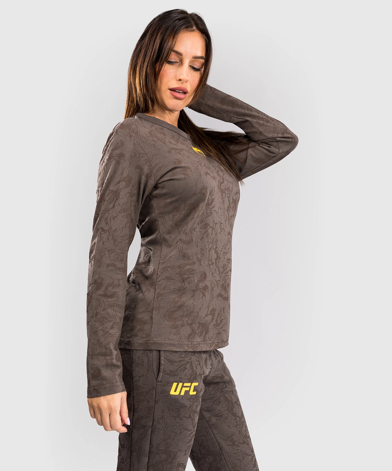 T-shirt en Coton à Manches Longues pour Femmes UFC Fusion by Venum Fight Week - Marron Terrestre - Image 2