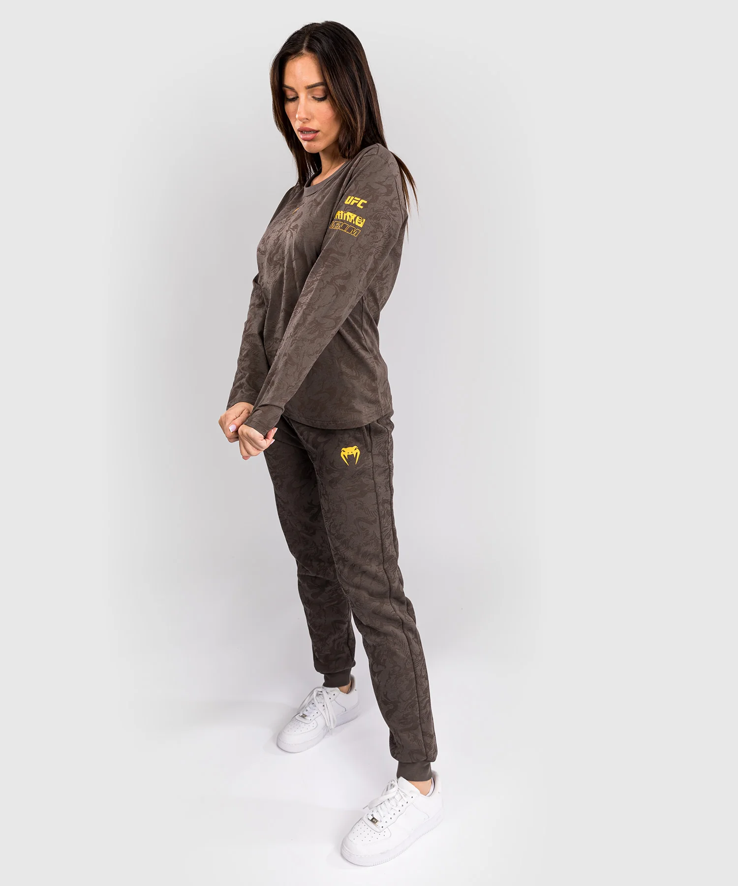 T-shirt en Coton à Manches Longues pour Femmes UFC Fusion by Venum Fight Week - Marron Terrestre - Image 7