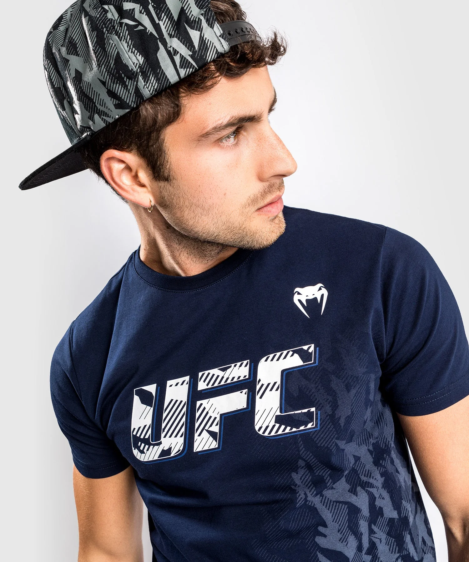 T-shirt Manches Courtes en Coton Homme UFC Venum Authentic Fight Week - Bleu Marine - Image 7