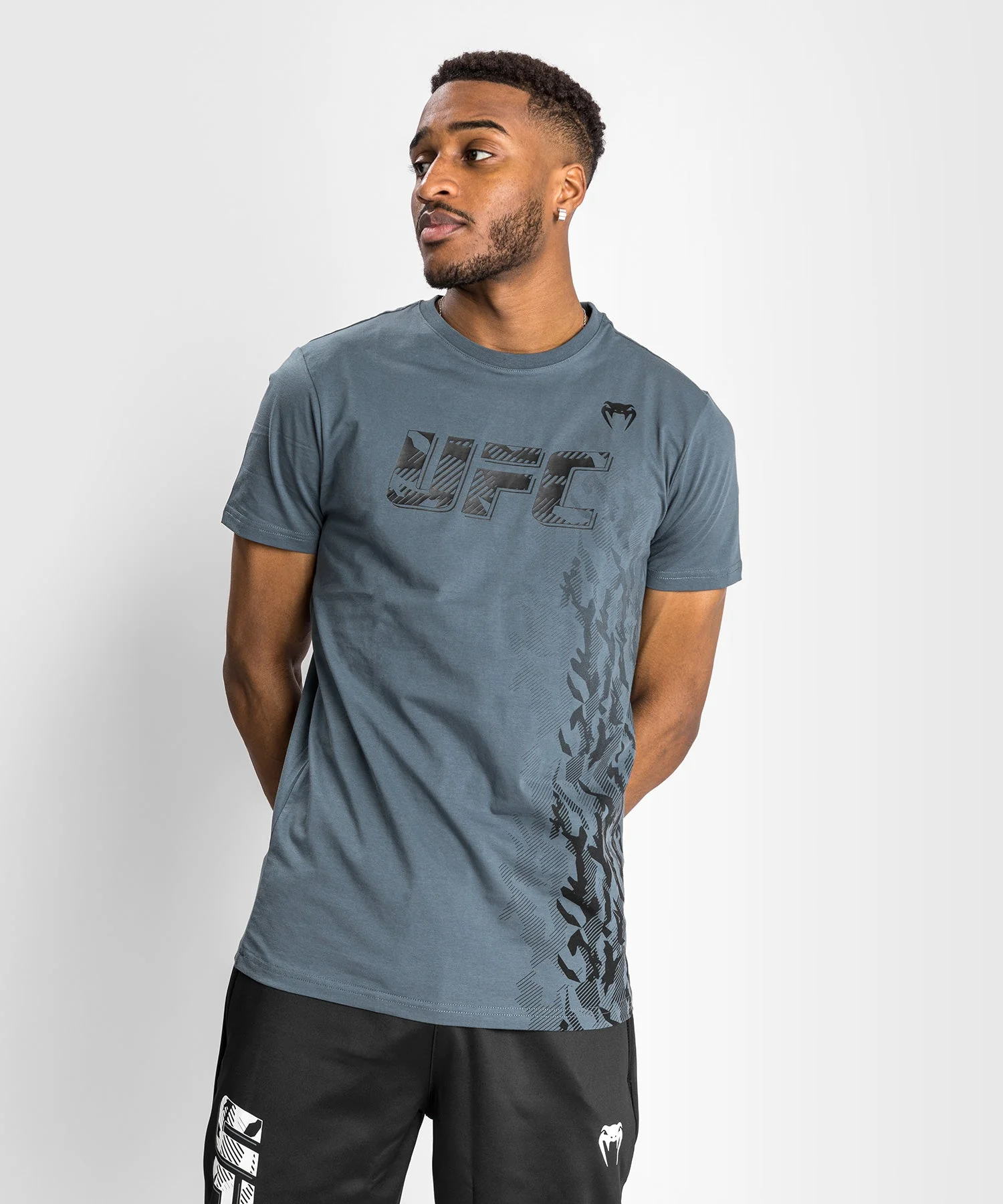 T-shirt Manches Courtes en Coton Homme UFC Venum Authentic Fight Week - Gris - Image 4
