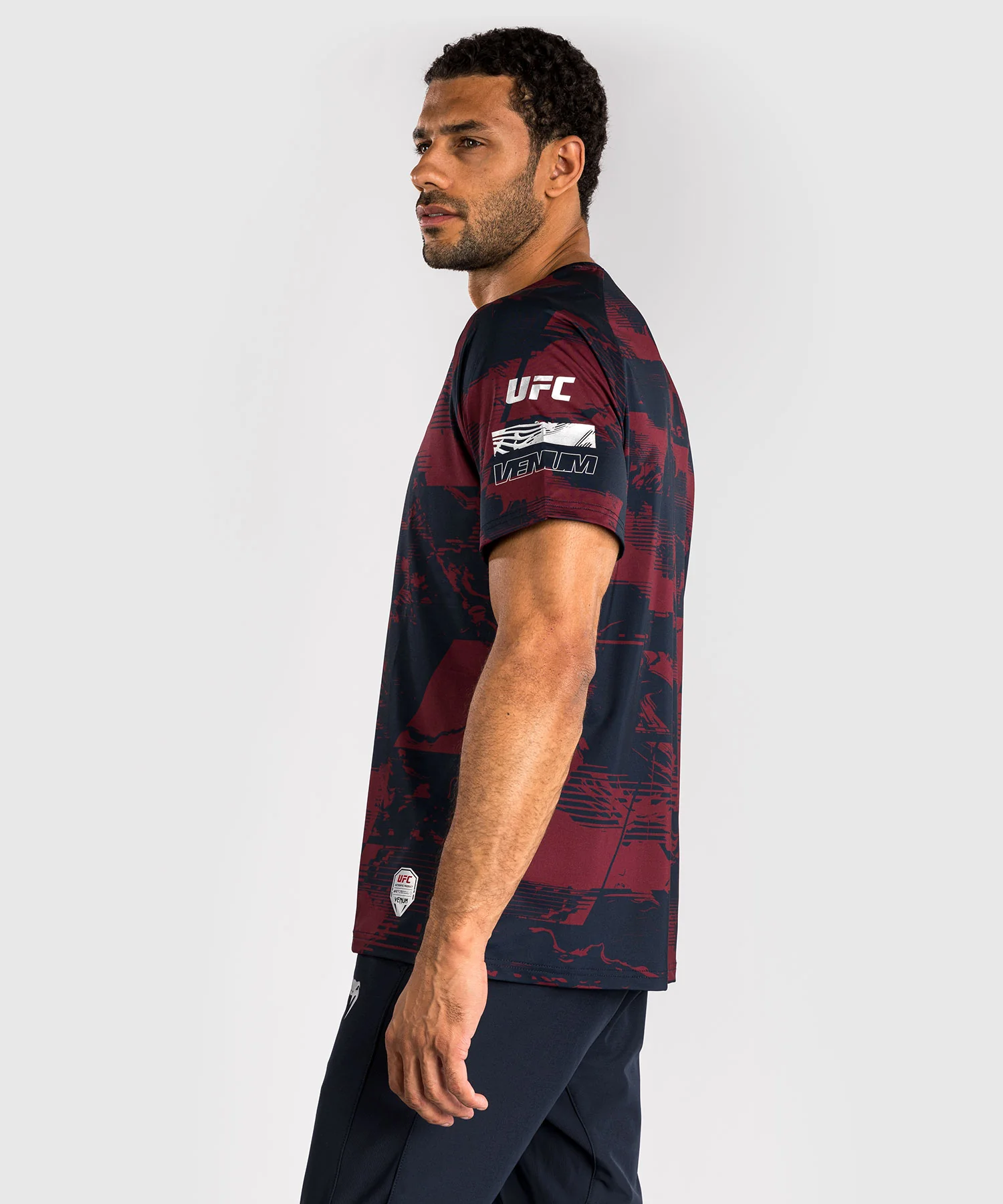 T-shirt manches courtes Performance Homme UFC Zenith by Venum Authentic Fight Week - Bleu marine/Bordeaux/Argent - Image 2
