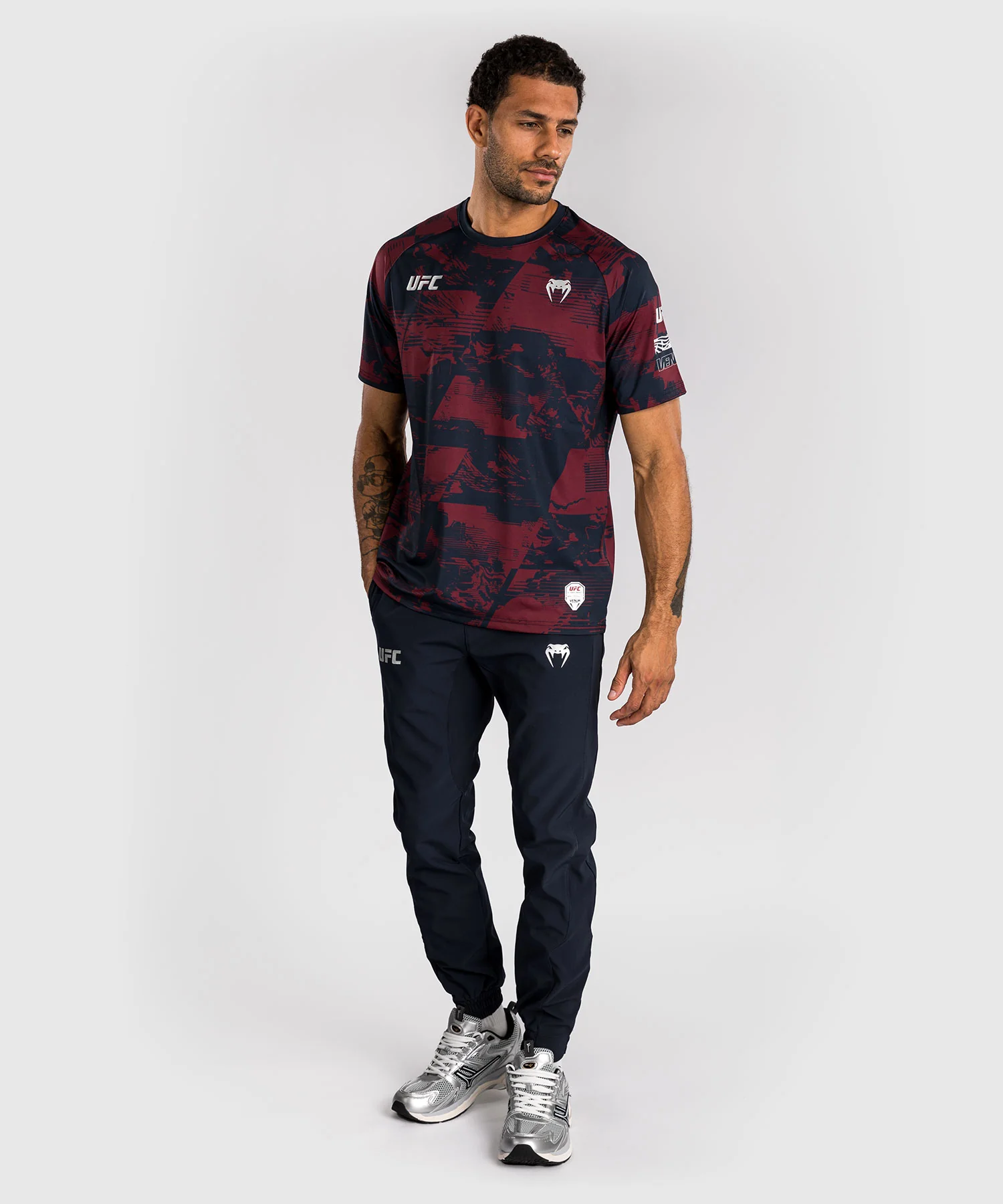 T-shirt manches courtes Performance Homme UFC Zenith by Venum Authentic Fight Week - Bleu marine/Bordeaux/Argent - Image 9