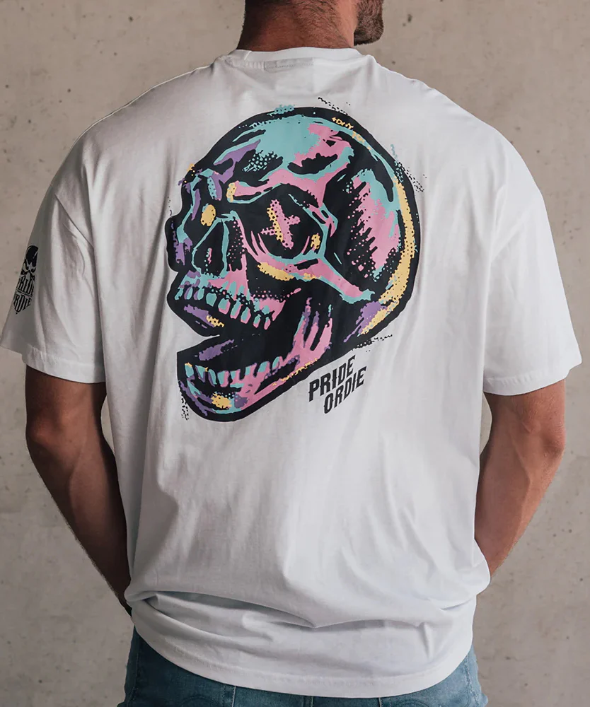 T-shirt Oversize Pride Or Die Funky Skull - Blanc - Image 2