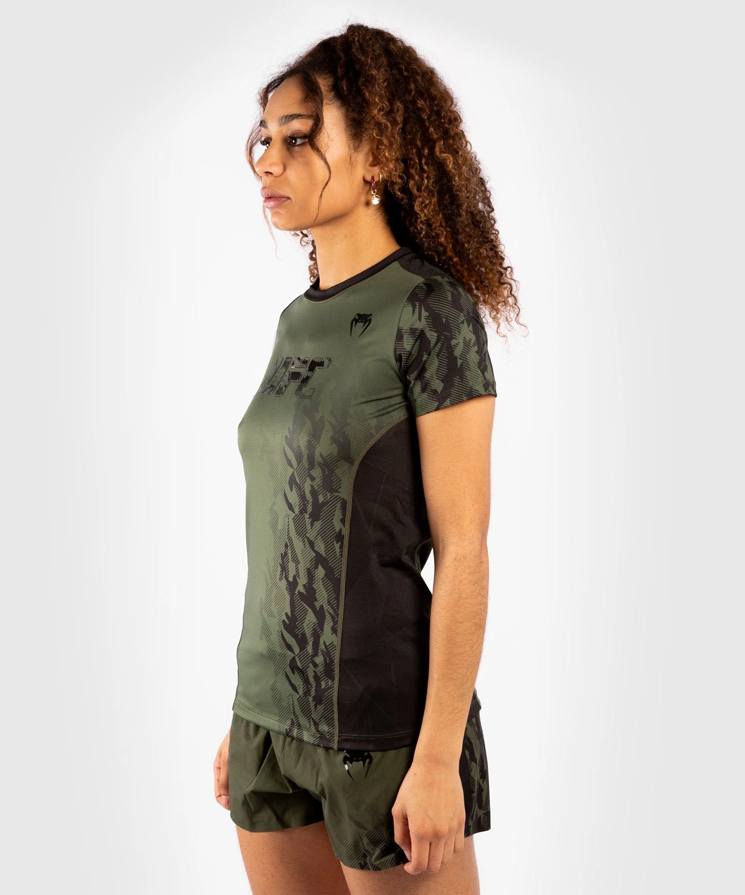 T-shirt Technique Manches Courtes Femme UFC Venum Authentic Fight Week - Kaki - Image 3