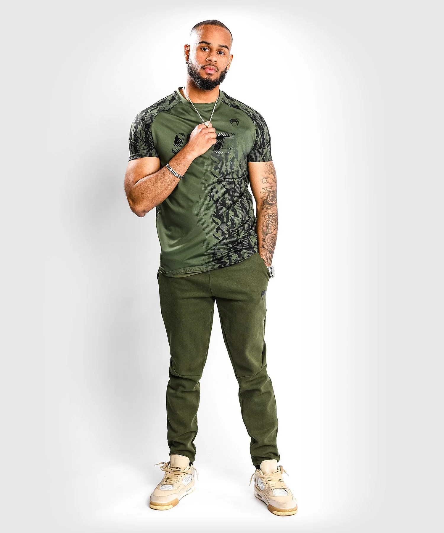 T-shirt Technique Manches Courtes Homme UFC Venum Authentic Fight Week - Kaki - Image 5