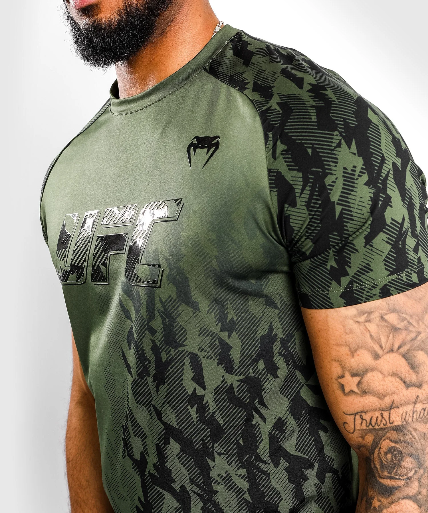 T-shirt Technique Manches Courtes Homme UFC Venum Authentic Fight Week - Kaki - Image 6