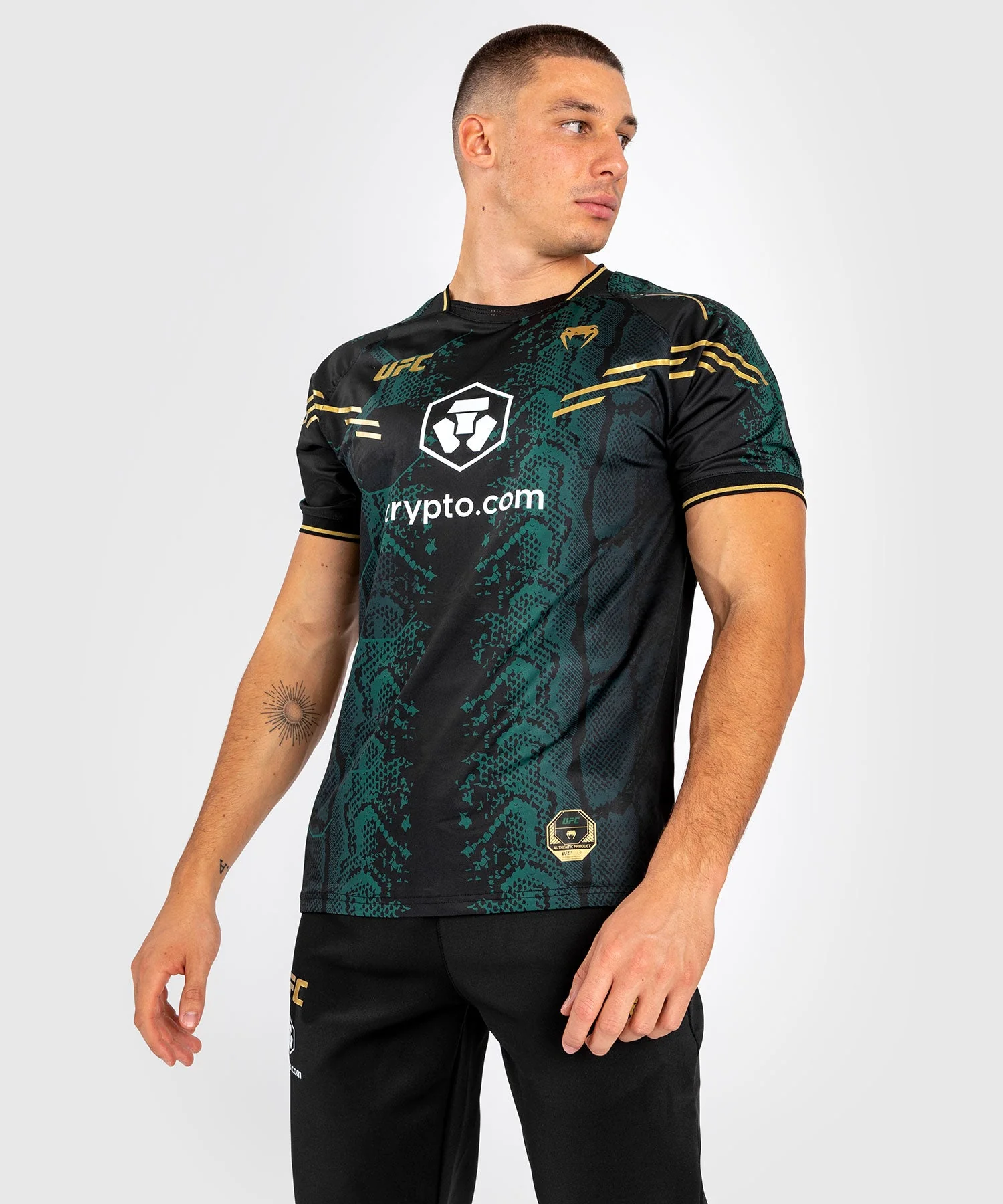 T-shirt Technique pour Hommes UFC Adrenaline by Venum Authentic Fight Night - Emerald Edition - Vert/Noir/Or - Image 3