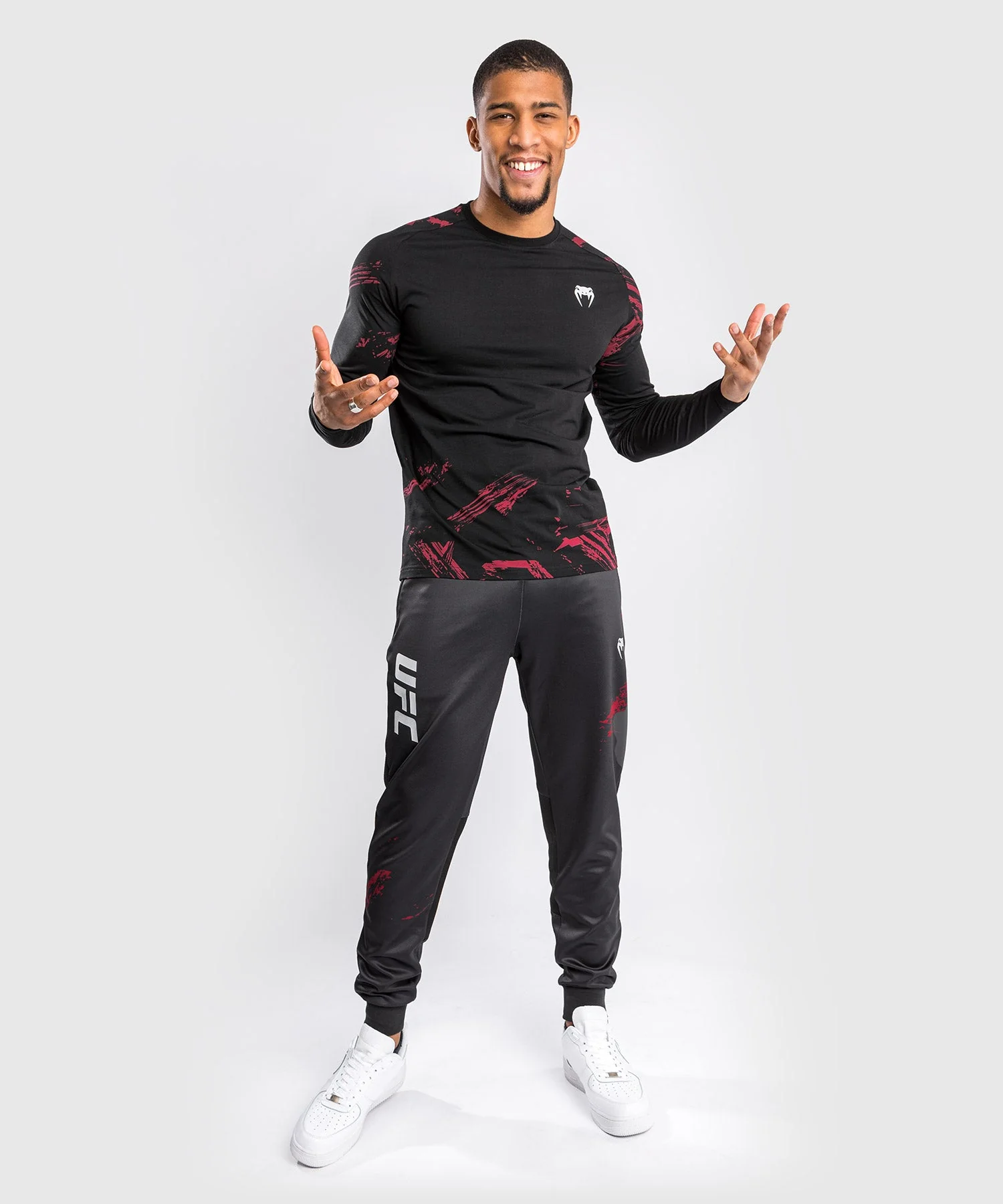 T-Shirt UFC Venum Authentic Fight Week 2.0 - Manches Longues - Noir/Rouge - Image 3