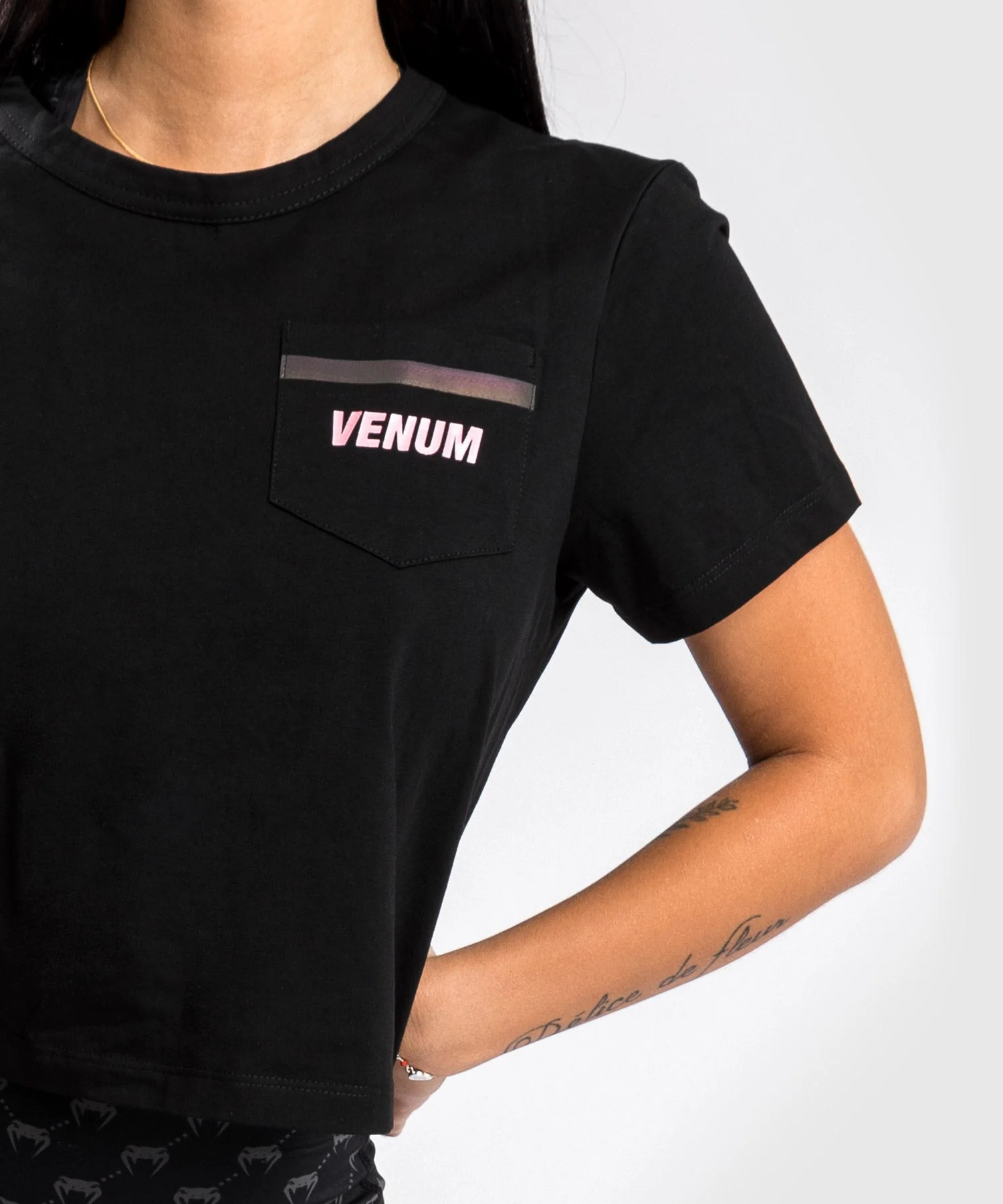 T-shirt Venum Pink Pocket- Pour Femme - Noir/Or Rose - Image 5