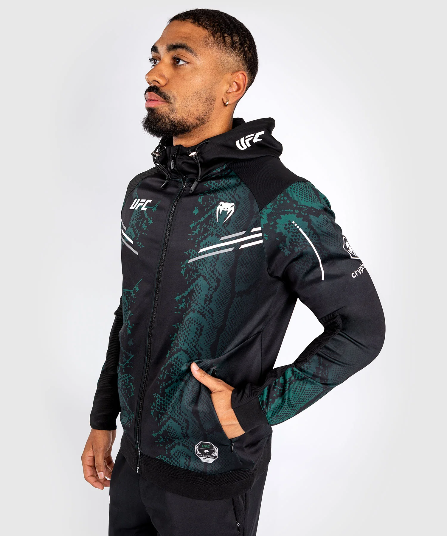 Veste à capuche pour Hommes UFC Adrenaline by Venum Authentic Fight Night - Emerald Edition - Vert/Noir - Image 3